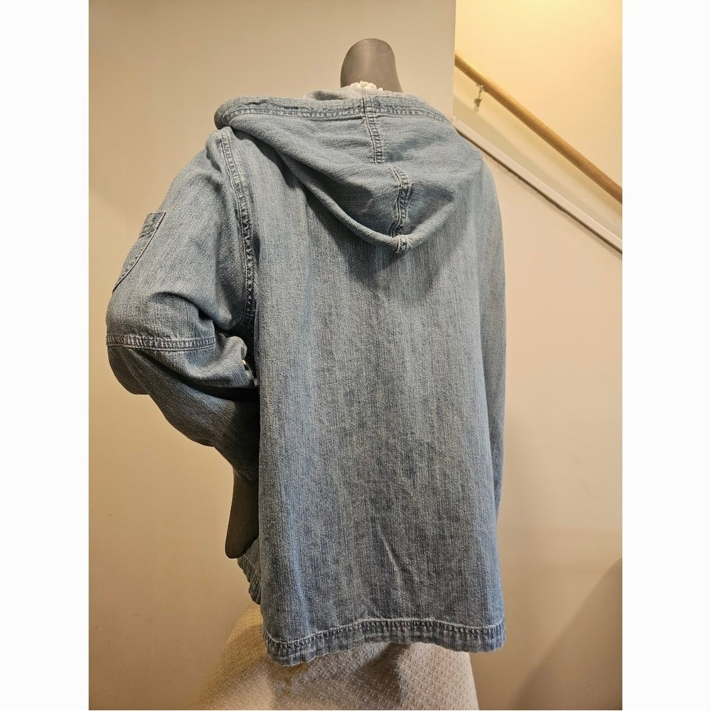 CJ Banks Denim Hooded Shirt Jacket / Shacket Womens Size X - *VINTAGE* - Picture 15 of 16